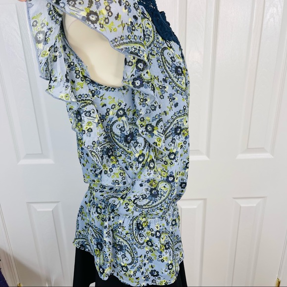 APT 9 top blouse Paisley Flowy artsy Floral boho short sleeveless M - Picture 2 of 9